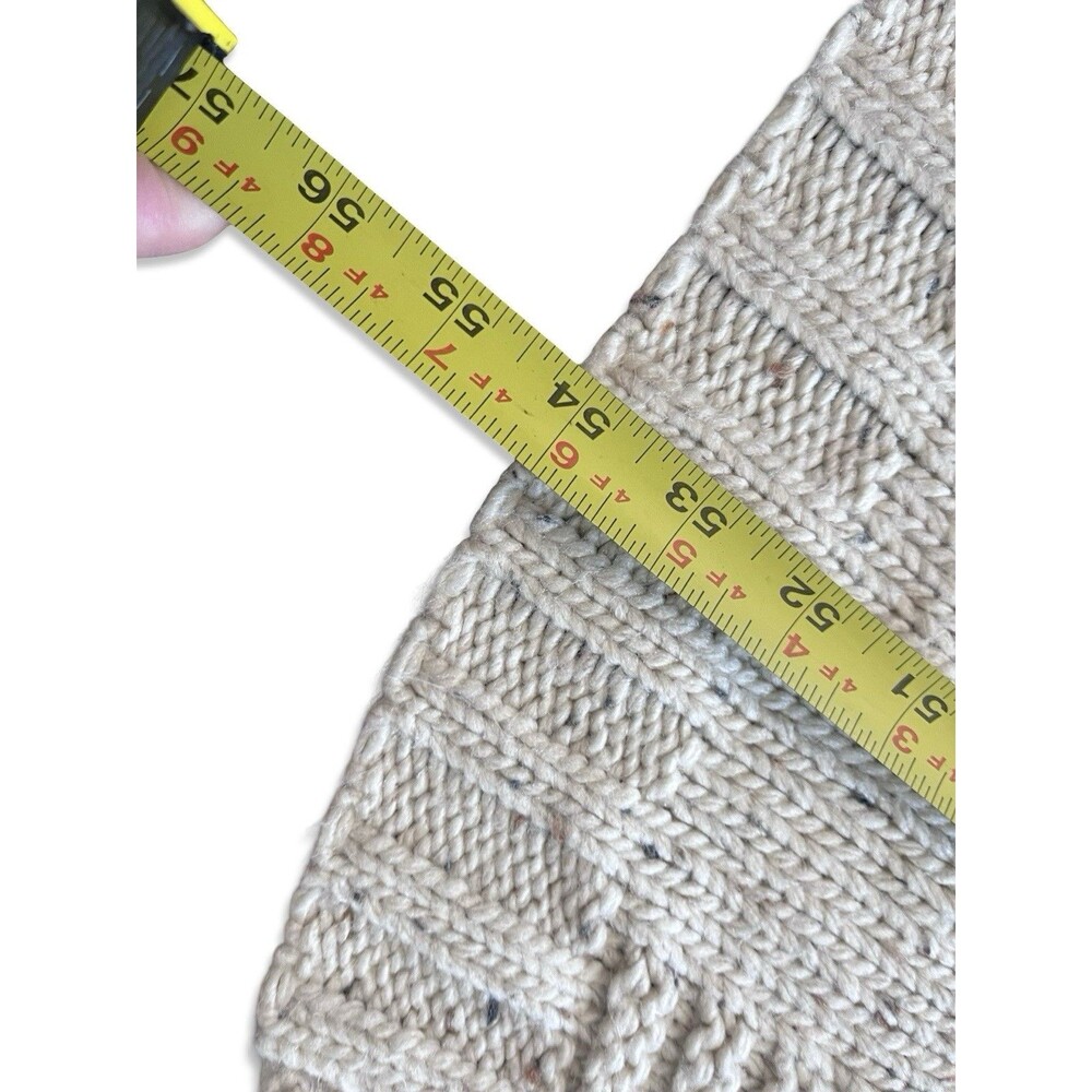 Chunky Knit Cream Tweed Throw Blanket 54x49 Cozy Farmhouse Sofa Bed Accent - Picture 5 of 6